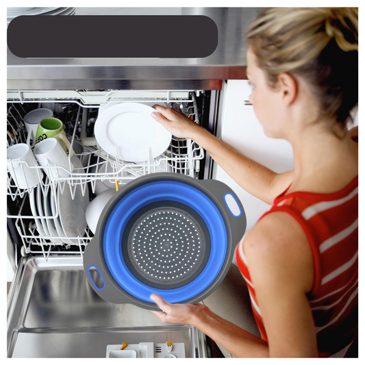Colador Azul Plegable + Cesta